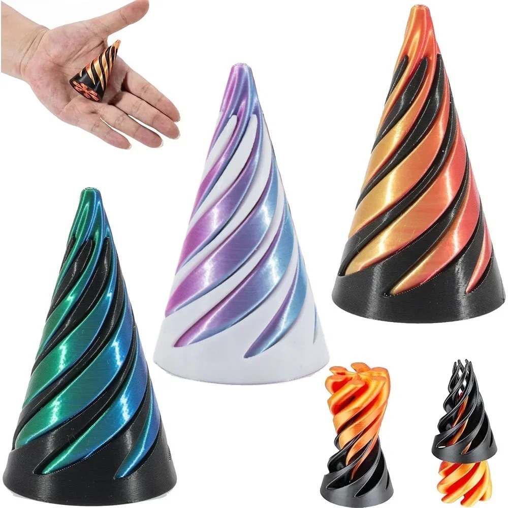 3D Printing Objects - Mainan Kerucut Spiral Cetak 3D, Patung