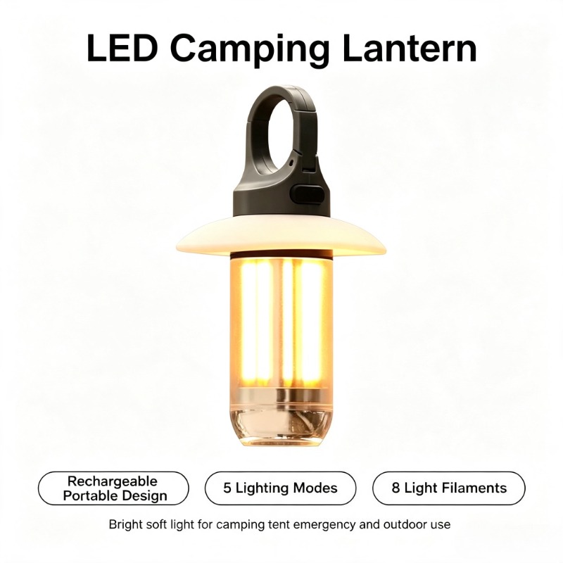 Asa Filament Outdoor - Lampu Camping LED Isi Ulang, Senter
