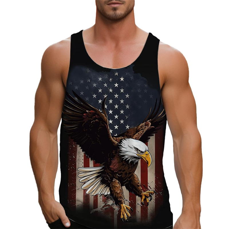 Atasan Tank top tanpa lengan u - 3D Printing Eagle ulasan dan harga