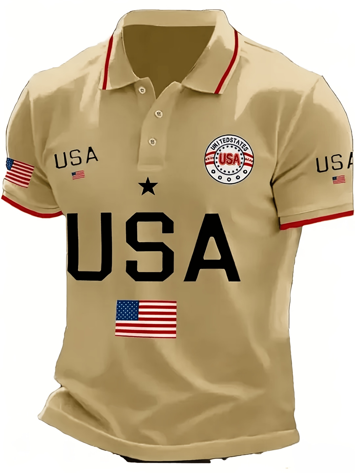 Kaos Polo Pria USA 250th Anniv - 3D Printing Eagle ulasan dan harga